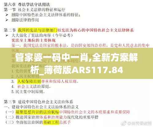 管家婆一码中一肖,全新方案解析_薄荷版ARS117.84