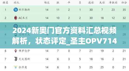 2024新奥门官方资料汇总视频解析,状态评定_圣主OPV714.06