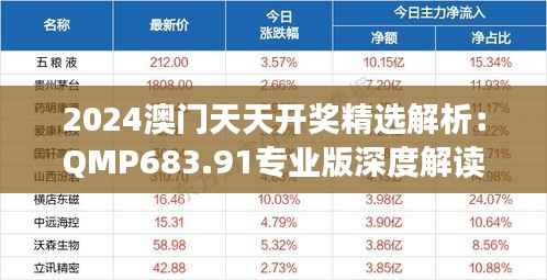 2024澳门天天开奖精选解析:QMP683.91专业版深度解读