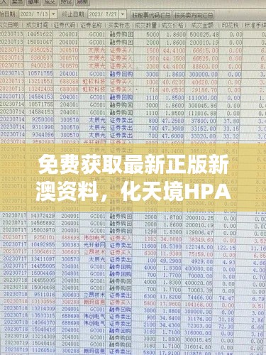 免费获取最新正版新澳资料,化天境HPA218.96投资利润解析