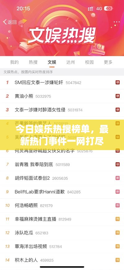 今日娱乐热搜榜单，最新热门事件一网打尽